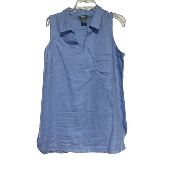 Neiman Marcus Women's Top Blouse Sleeveless Linen Blend Blue Size Large - Picture 1 of 5